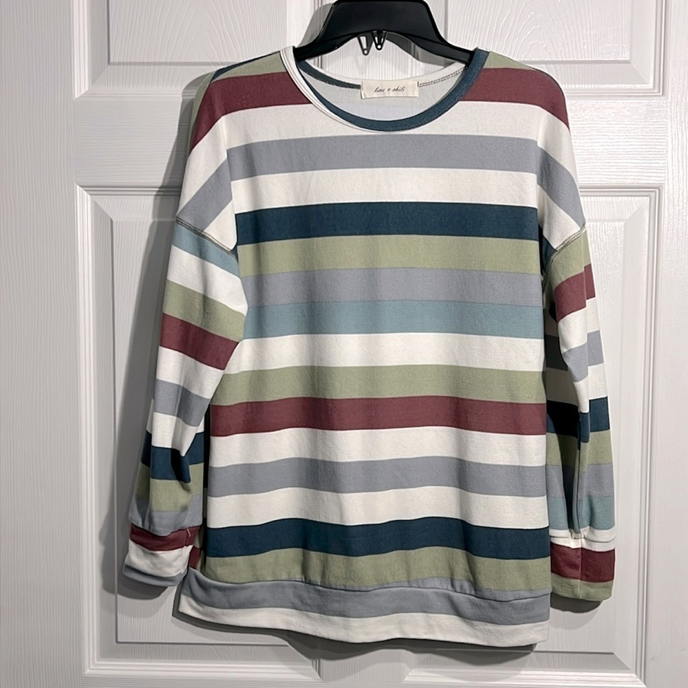 Lime & Chili Striped Long Sleeve Top - Size Small